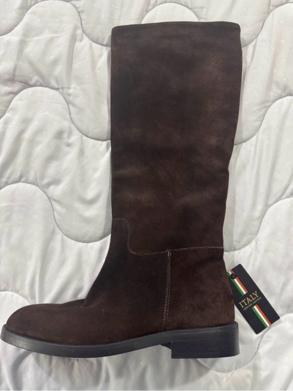 NWT Napoleoni Brown Suede Knee-High Boots Handmade in Italy Size 38